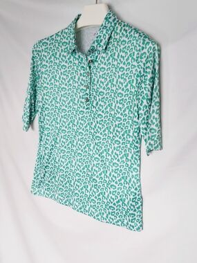 Golf Women’s Teal Leopard Print Polo Sweater